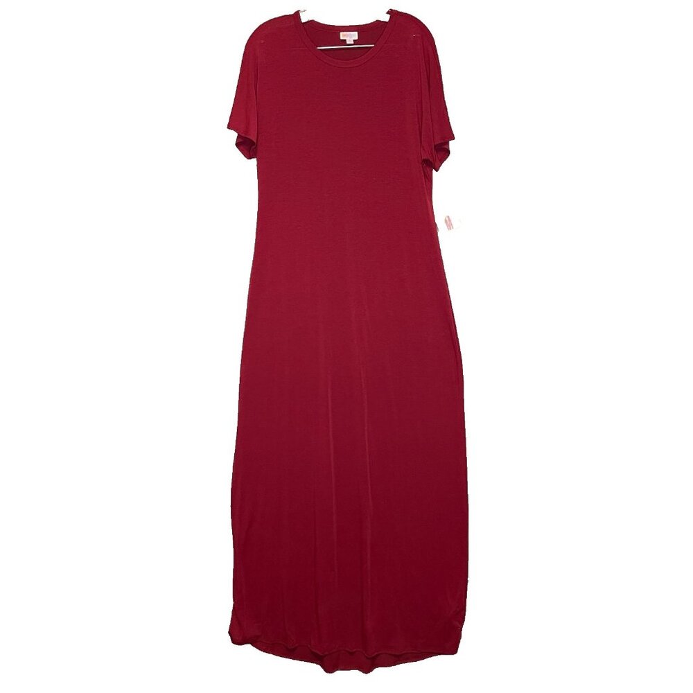Lularoe Women Lightweight Minimalist Modest Stretch Maria Maxi Dress M Tall* Red